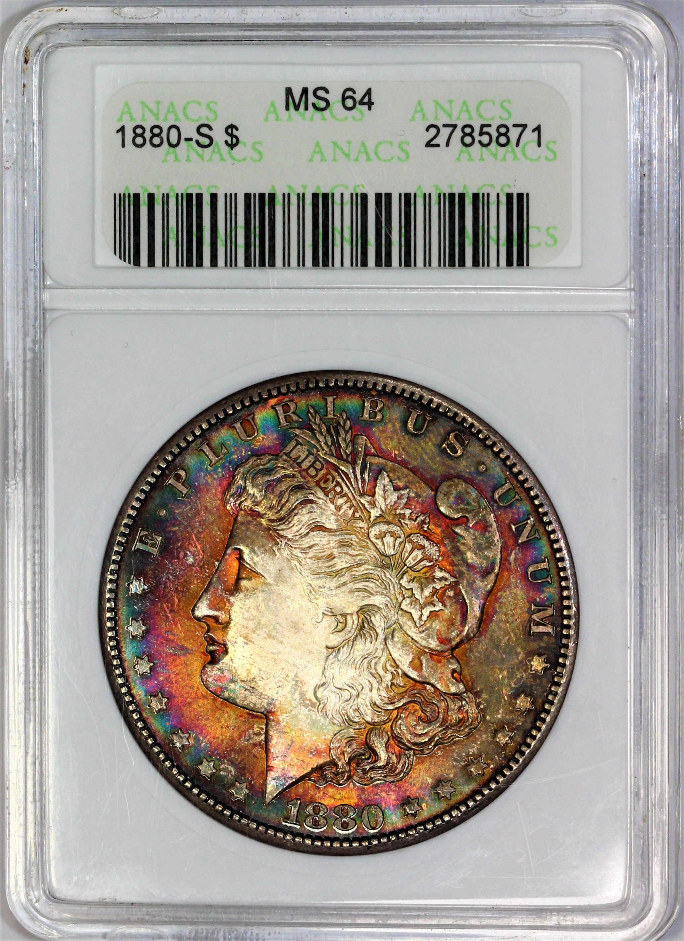 ANACS MS-64 1880-S Morgan Silver Dollar - Housed in An Old