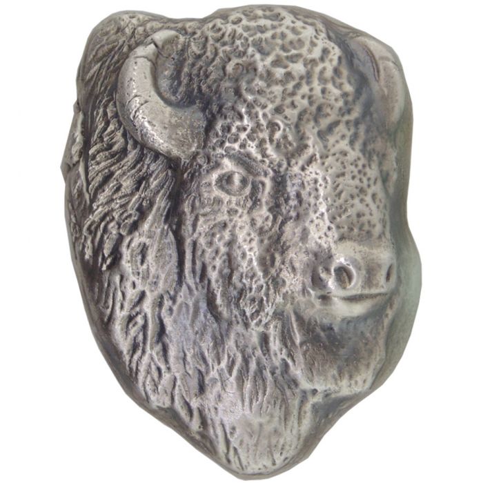 Hand Poured 10oz .999 Silver Buffalo Head Art Bar - Stock # BB10ZSBH / YYXHMH-B