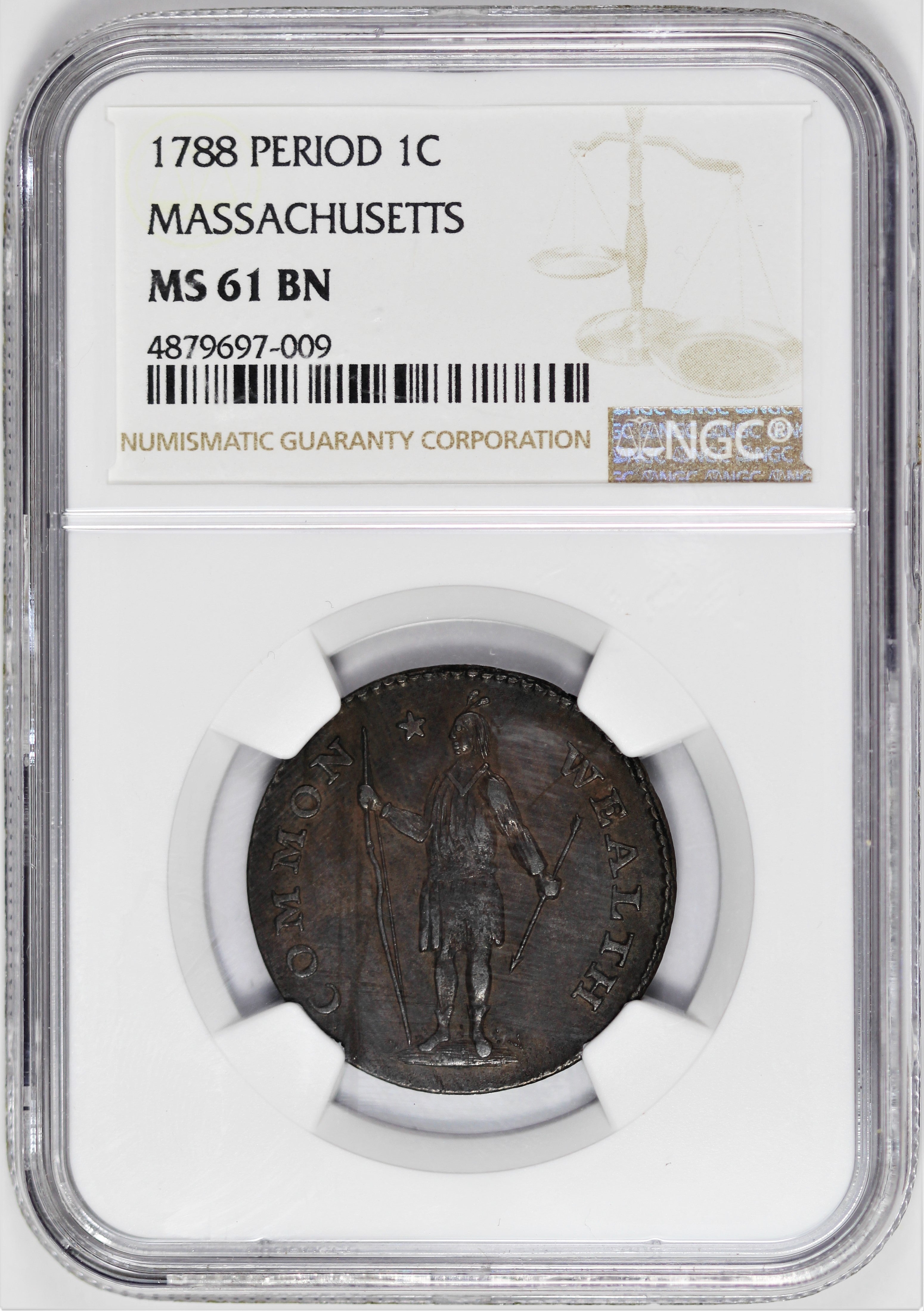 NGC MS-61 BN 1788 Period Massachusetts Cent - BBXCRRHLLJ