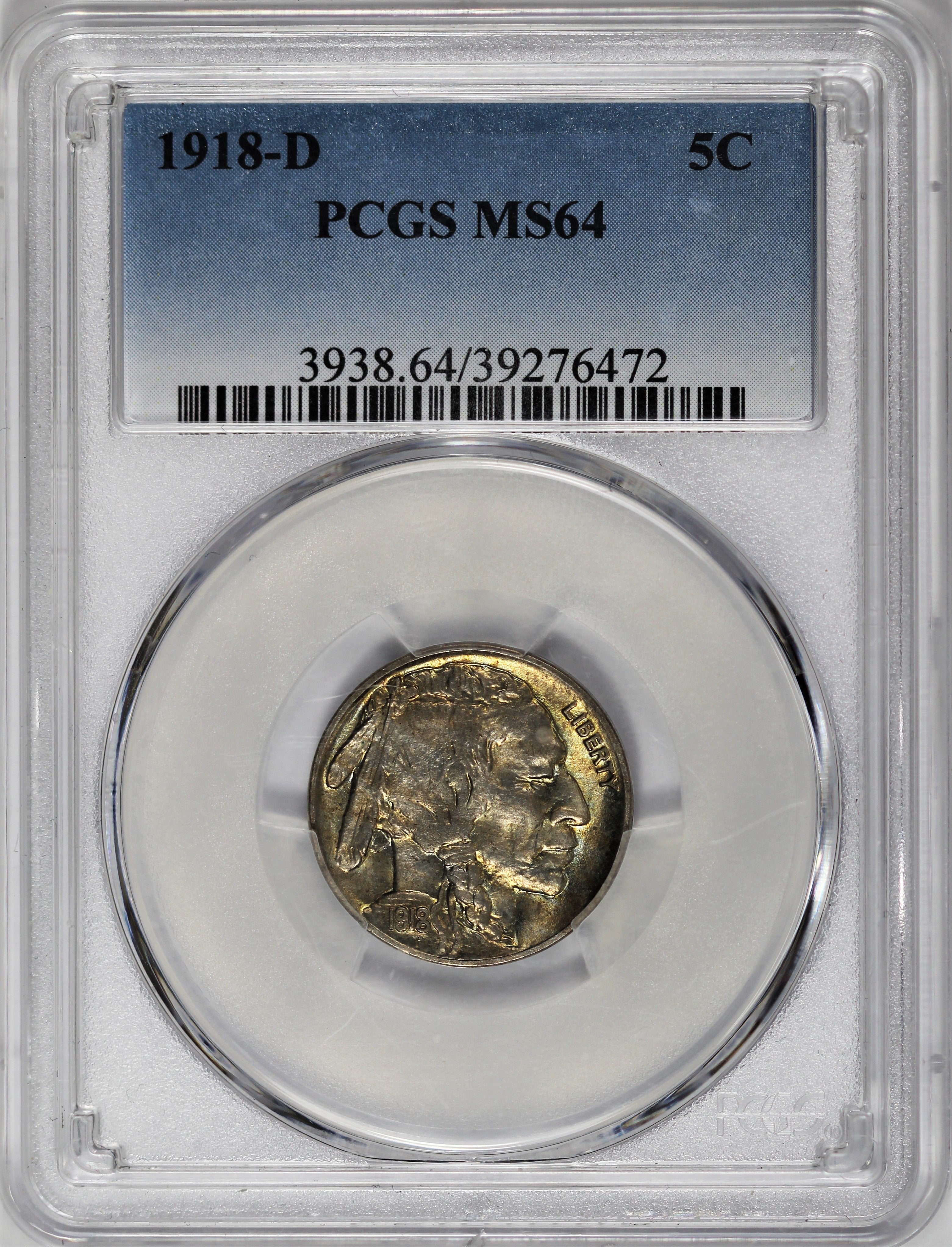 PCGS MS-64 1918-D Buffalo Nickel - KEY! VERY PRETTY COIN - PQ CXXJMLJR