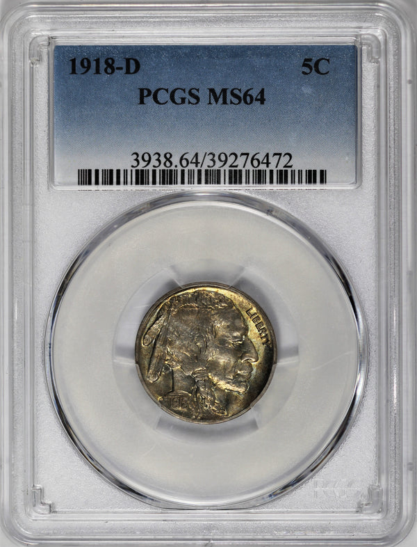 PCGS MS-64 1918-D Buffalo Nickel - KEY! VERY PRETTY COIN - PQ CXXJMLJR