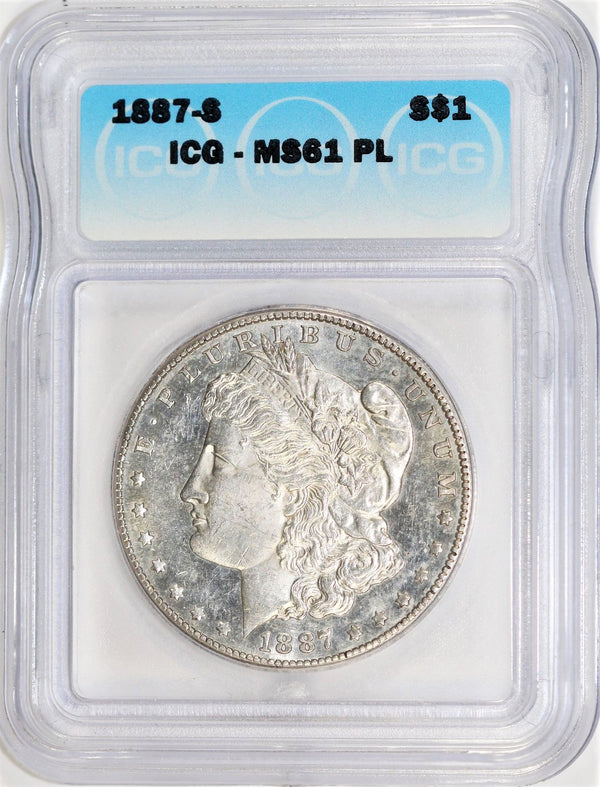 ICG MS-61 PL 1887-S Morgan Silver Dollar ZYZHHLCCR