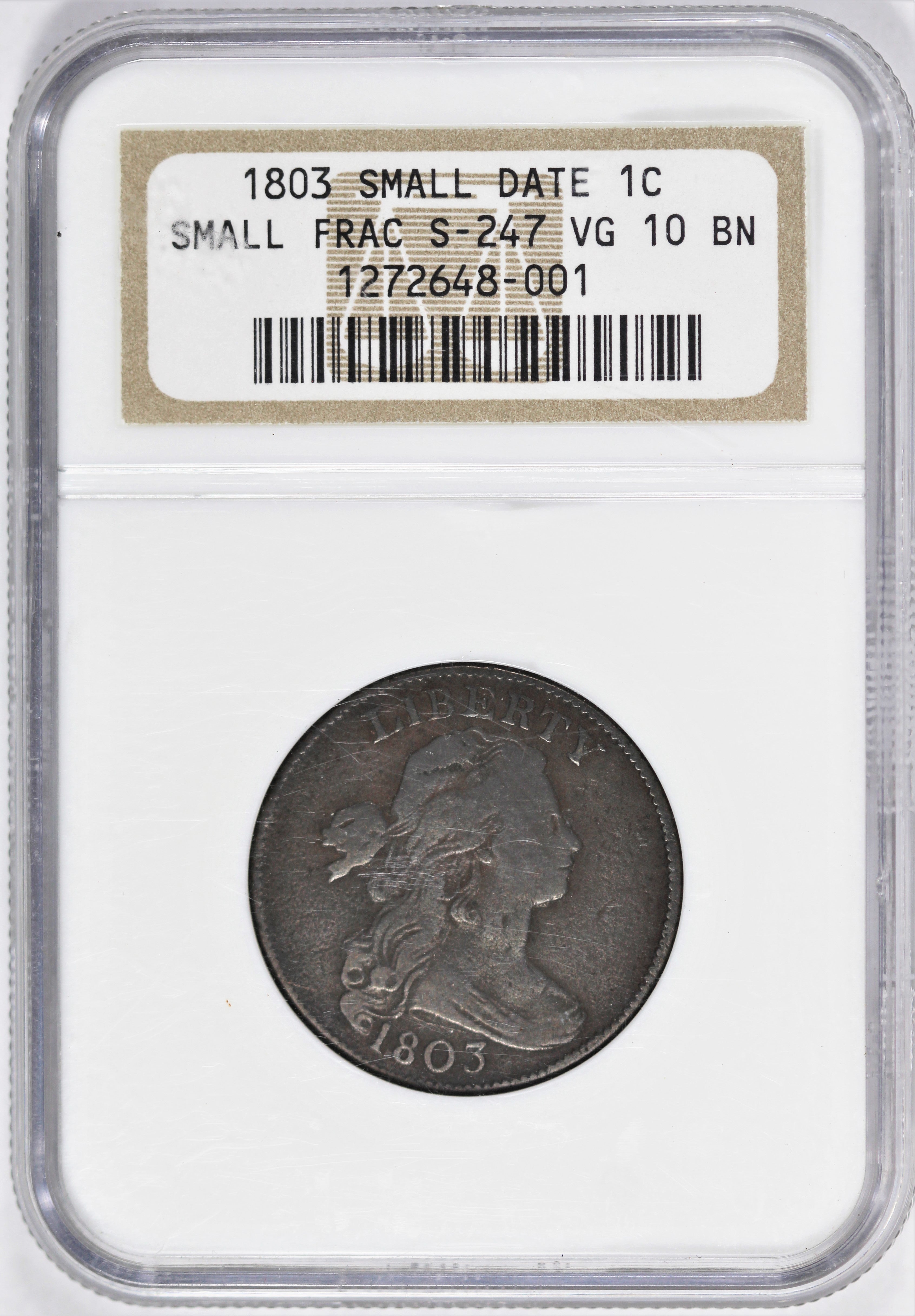 NGC Small Frac S-247 VG-10 BN 1803 Small Date Draped Bust Cent #JJXTEMCRC