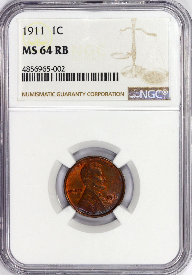 NGC MS-64 RB 1911 Lincoln Wheat Penny