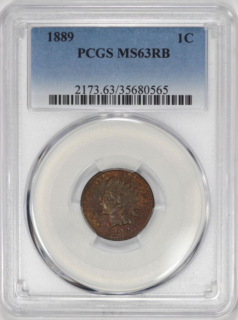 PCGS MS63RB 1889 Indian Head Cent -
