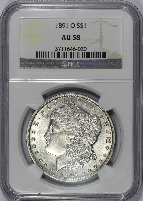 PCGS AU-58 1891 Morgan Silver Dollar #CYYJTMYRRC