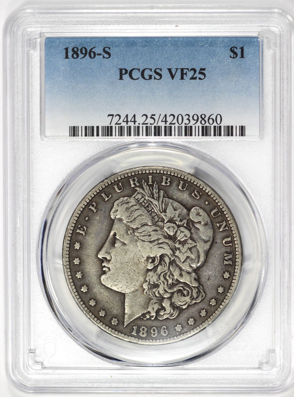 PCGS VF25 1896-S Morgan Silver Dollar #TJLCRCZ