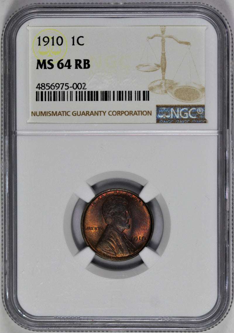 NGC MS-64 RB 1910 Lincoln Cent - CRBCRLL-Z