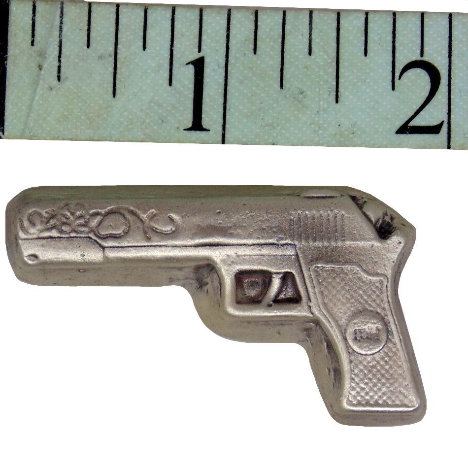 Hand Poured 2oz .999 Silver "*PEW* Poured Pistol" - Stock # BB2ZPP / DTC-BRZZCC