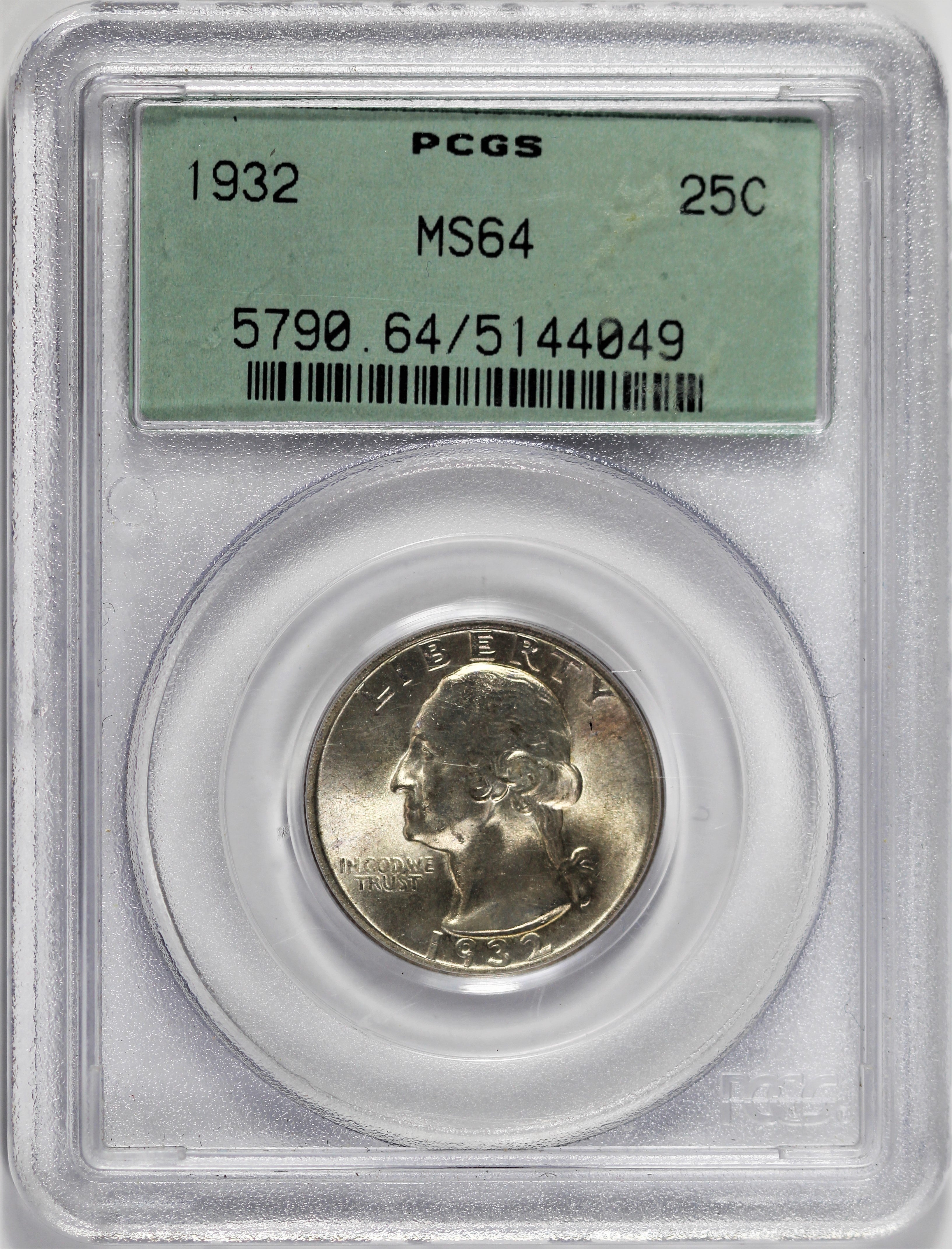 PCGS MS-64 1932 25c Washington Quarter -CCBDLCCB