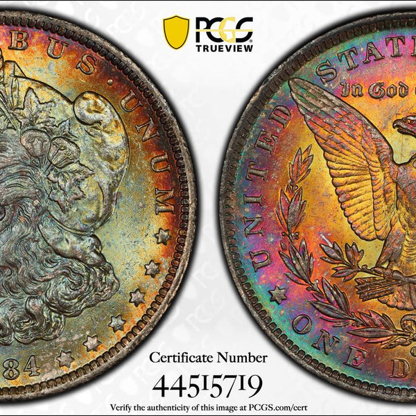 PCGS MS-63 1884-O Morgan Silver Dollar RAINBOW TONED - JBETMCC