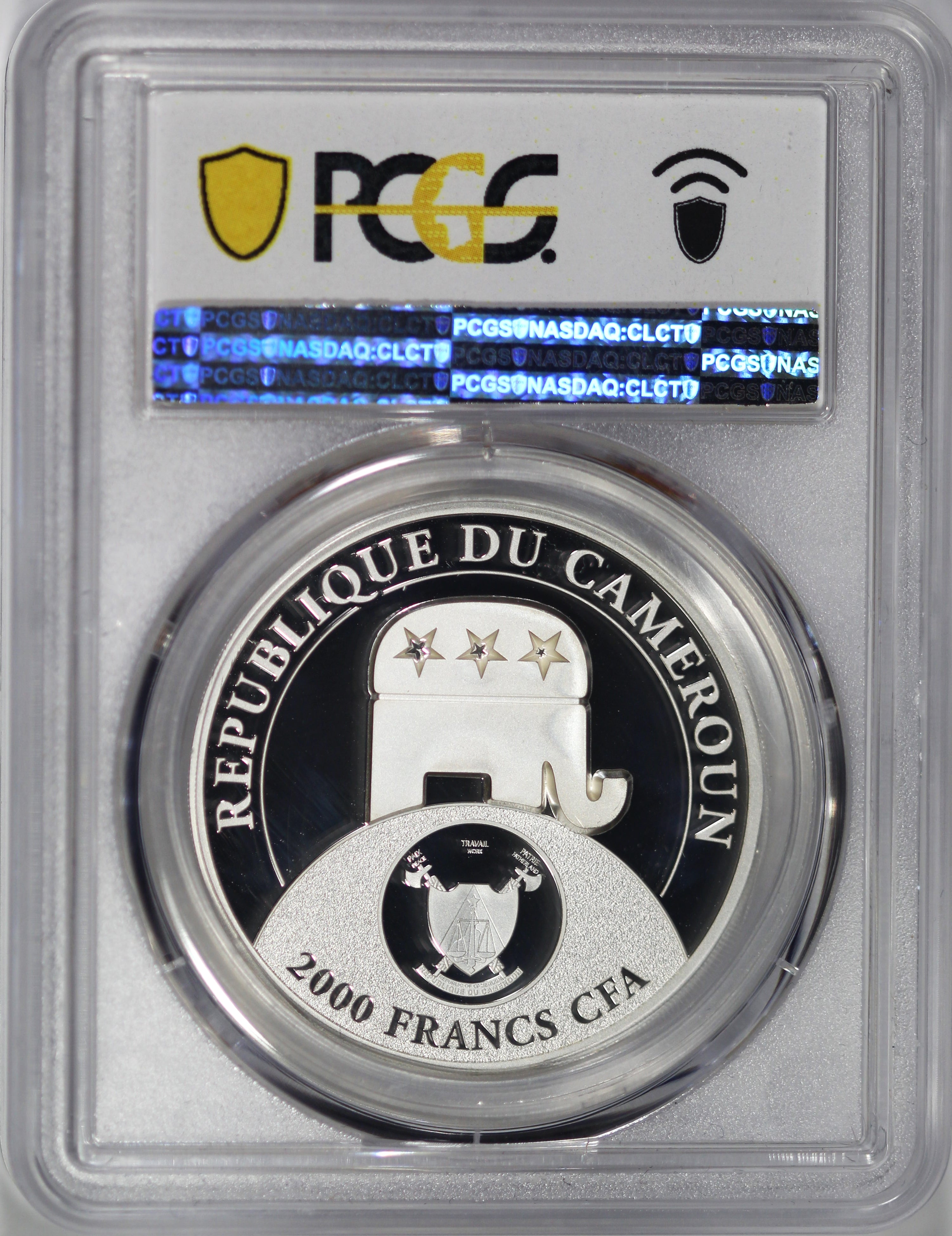 PCGS PF-70 DCAM 2020 Cameroon 2000 Fr Donald J Trump All Together Ultra High Relief 2oz Silver Coin Mintage: 2000 Coins (Double Wide/Thick Holder)