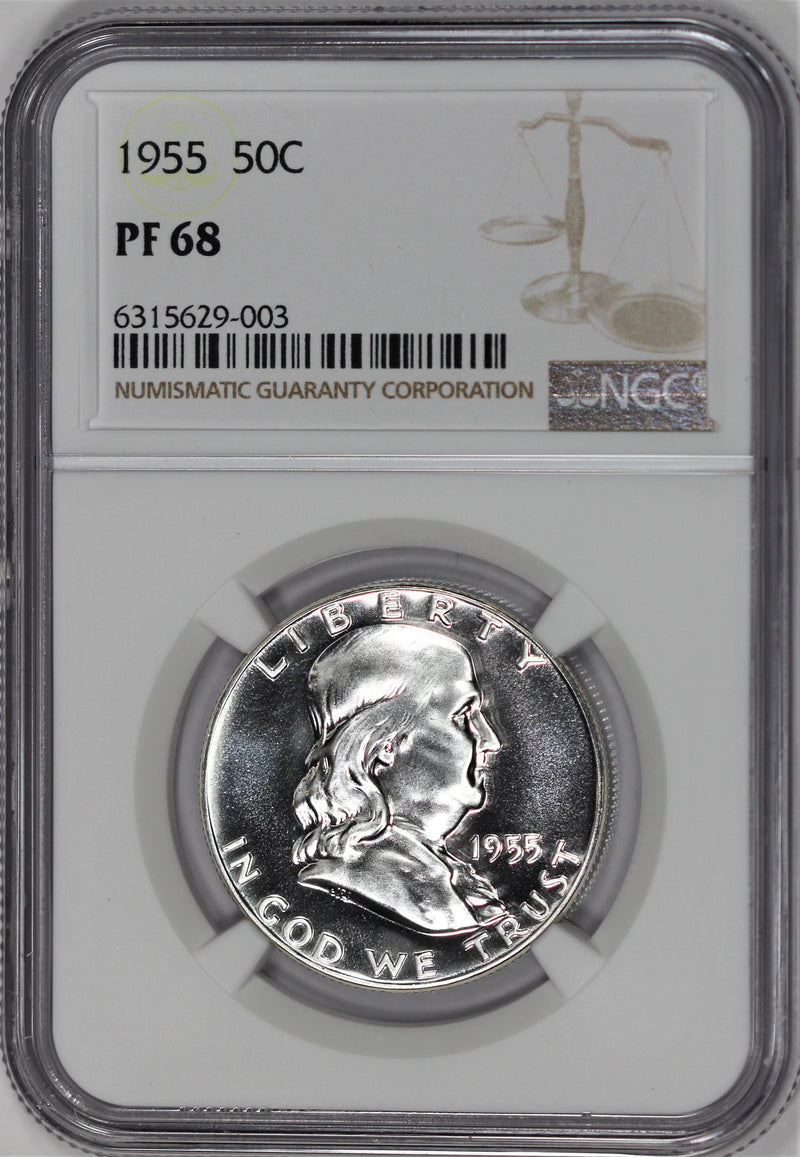 NGC PF-68 1955 Proof Franklin Half Dollar - Premium Quality Coin!  JJBNLCC