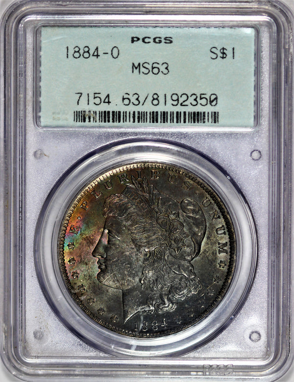PCGS MS-63 1884-O Morgan Silver Dollar - Housed In An OGH - Terminal Toner w/ Blast Rainbow! We Love It!  CJJZBTHL