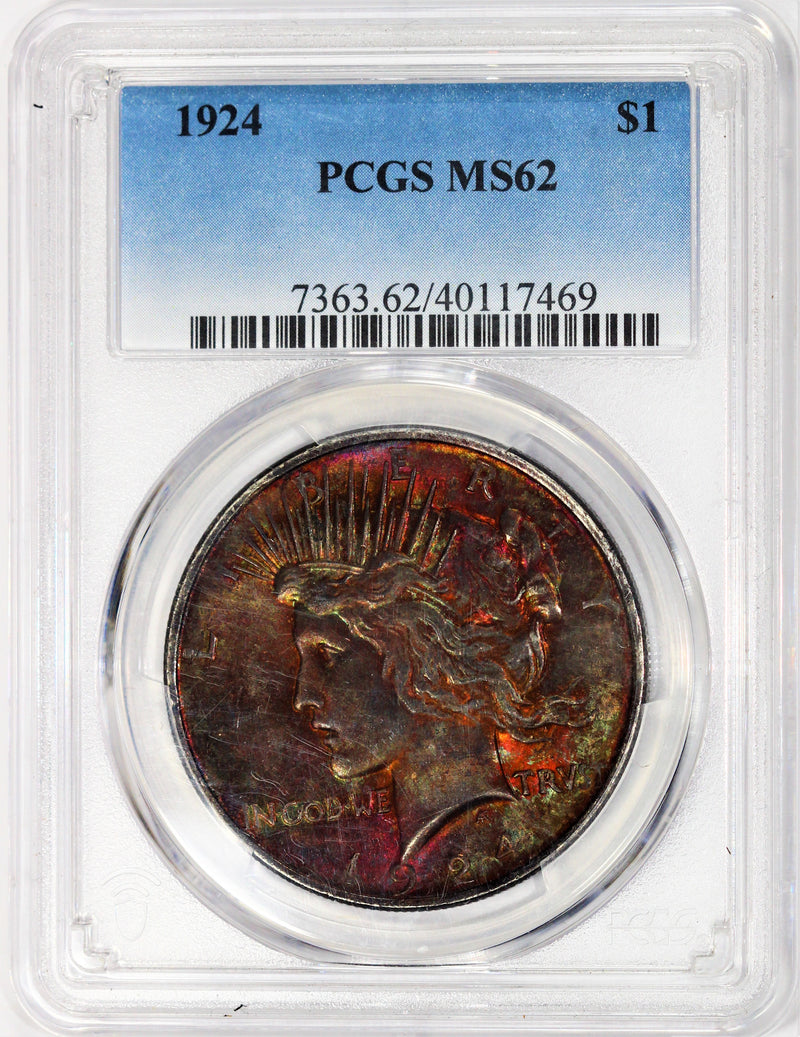 PCGS MS-62 1924 Peace Dollar - TONED PEACE DOLLARS MAKE US SMILE!! YYEDJCRC