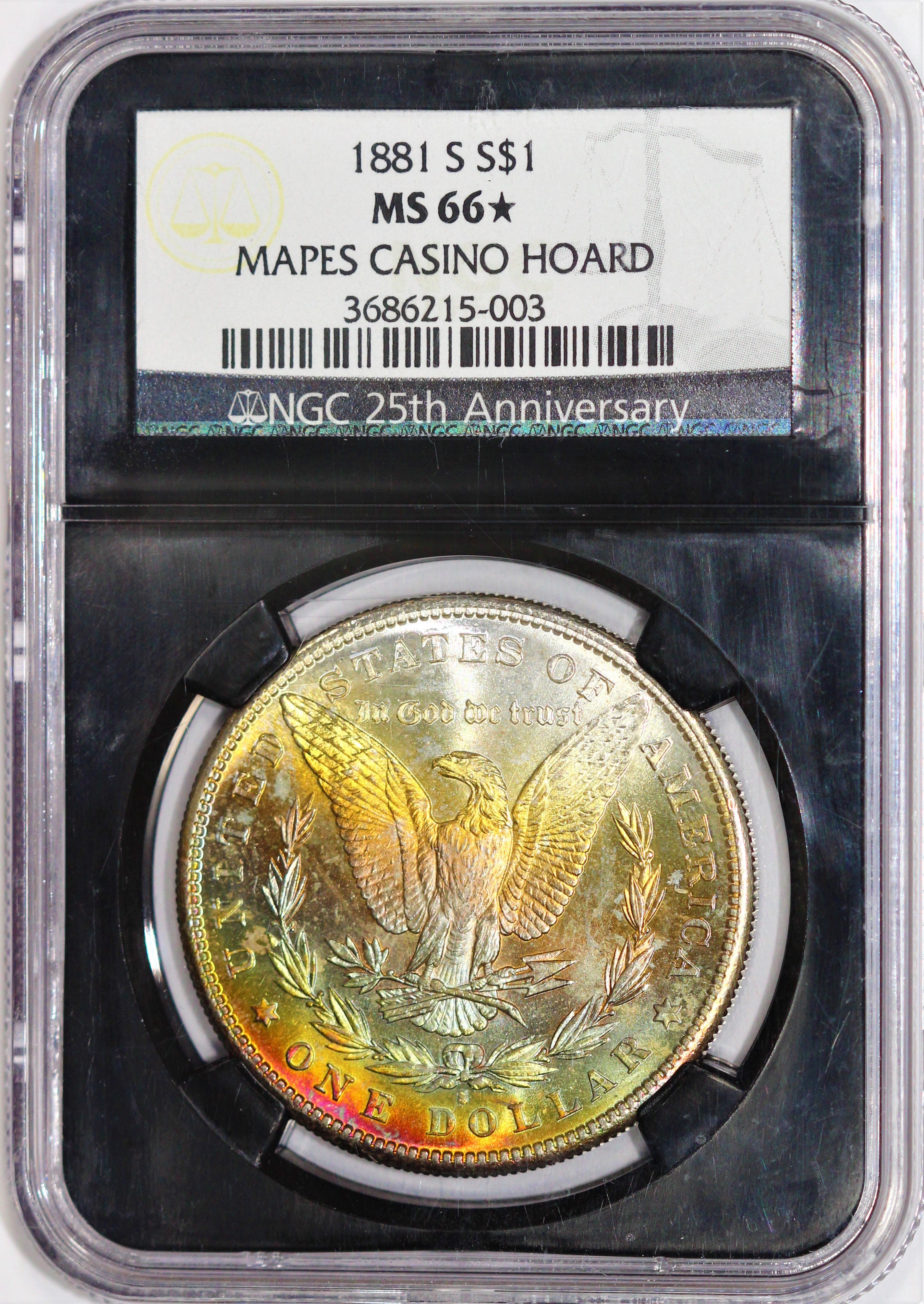 NGC 1881-S MS-66 Star Rainbow Toned Morgan Dollar Mapes Casino Hoard Pedigree - STUNNING! BRRCXXLJJ