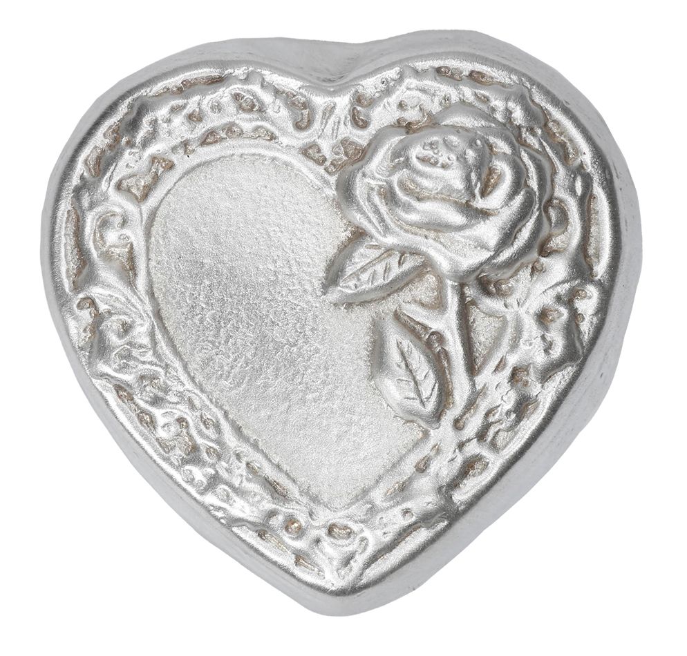 Hand Poured 2oz .999 Silver "Heart Full Of Roses" - Stock # BB2ZHR / JDJCR-BB