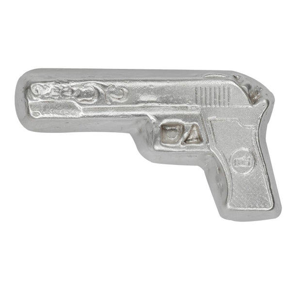 Hand Poured 2oz .999 Silver "*PEW* Poured Pistol" - Stock # BB2ZPP / DTC-BRZZCC